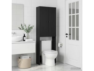 Armoire de toilette, meuble de toilette ede noir 66x25.5x190 cm