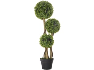Plante de buis artificielle avec 3 boules et un pot inclus, base renforcée, hauteur 90 cm