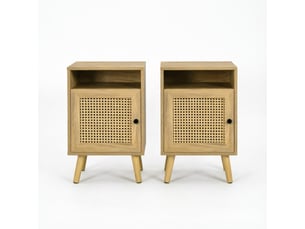 Lot de 2 tables de chevet naturelles en cannage – 39 x 35 x 60 cm