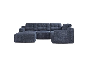 Canapé modulable 252x180x82 cm, sans montage, mousse haute élasticité, canapé salon, assise profonde, chenille, bleu
