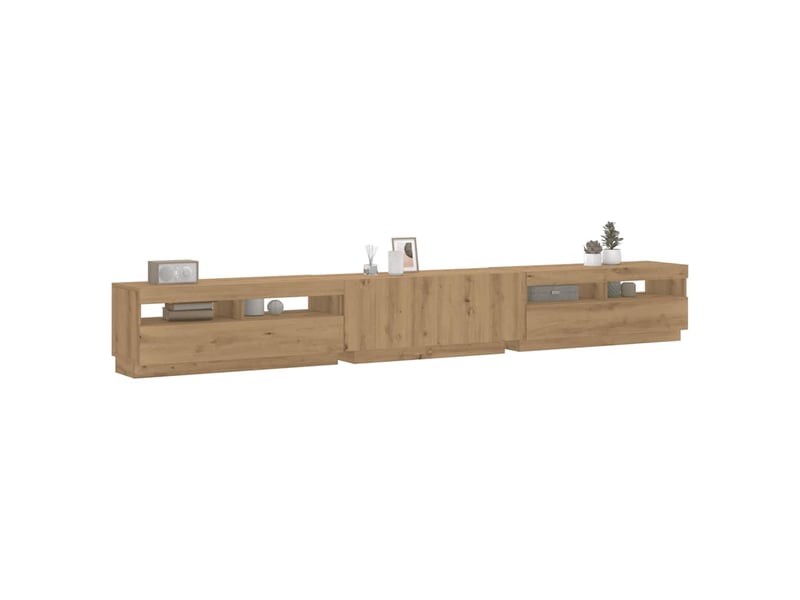 Meuble tv - banc tv - meuble de rangement avec lumières led chêne artisanal bois d'ingénierie - Conforama B
