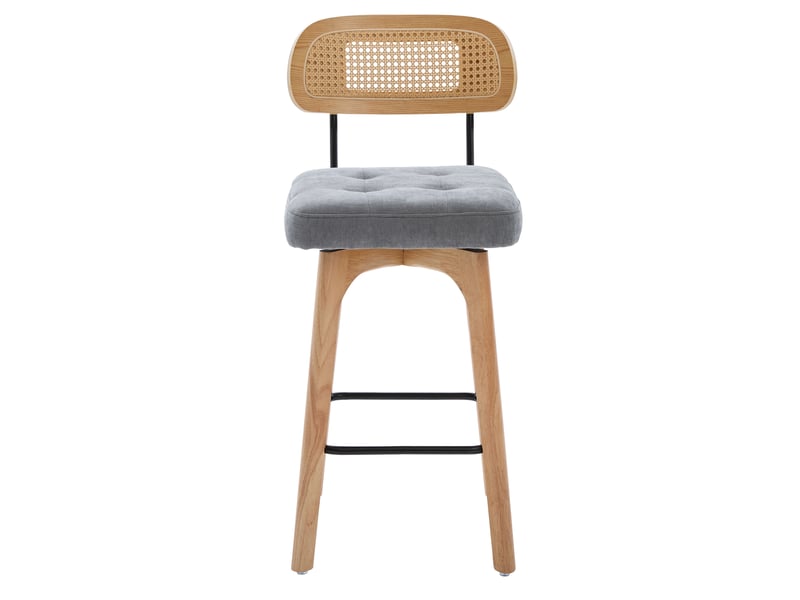  Lot de 2 tabourets de bar pivotant à 360°, tabourets de cuisine et petit-déjeuner avec dossier en rotin, gris, chenille  - Conforama A