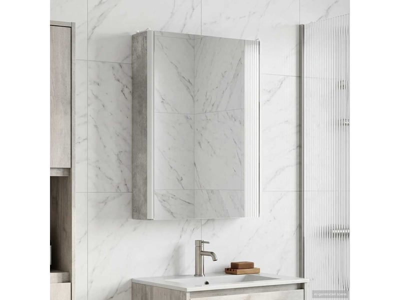 Armoire miroir de salle de bain, cabinet de salle de bain gris béton 43 x 11,5 x 60,5 cm cf65158 - Conforama D