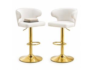 tabouret de bar assise réglable en hauteur <strong>STILVORA</strong> - blanc hauteur d'assise 61.5 cm vendu Par paire