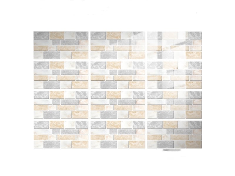 Autocollant effet carrelage mural pour décoration intérieure salon, cuisine 24pcs - Conforama A