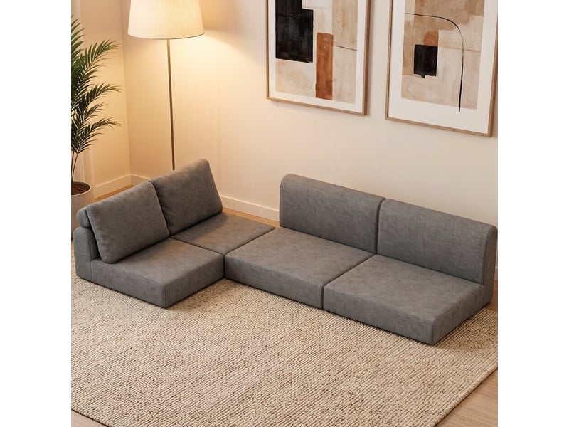 Chauffeuse convertible avec mousse à mémoire de forme, fauteuil lit pliable & multi-fonctions avec soutien dorsal, canapé futon portable, gris EVARICH - Conforama D