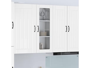 Meuble mural de cuisine, cabinet en verre mural blanc brillant 40x31x100cm shl8956