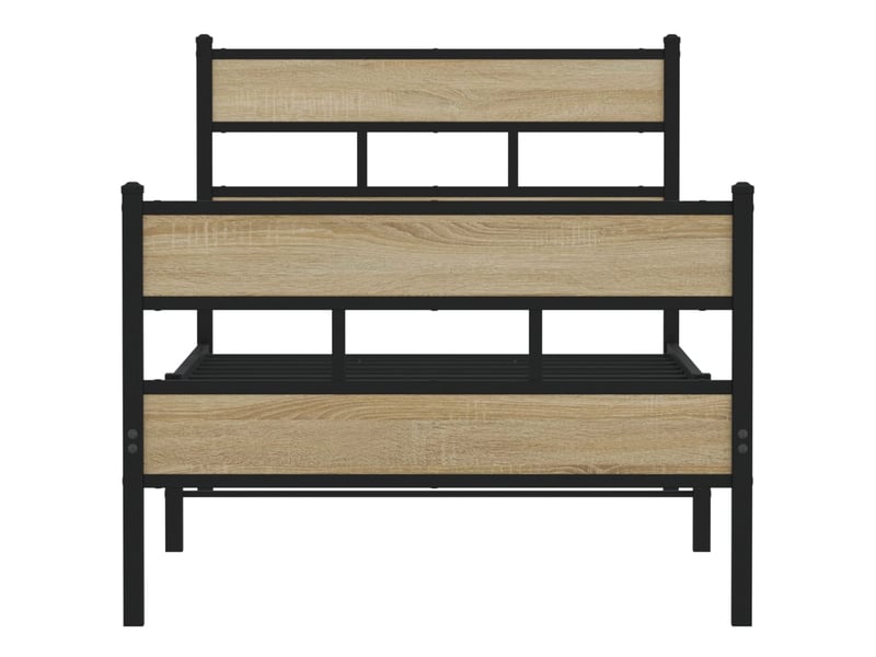  Lit simple- lit adulte -  cadre de lit en métal sans matelas chêne sonoma 80x200 cm  - Conforama C