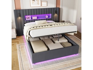 Lit coffre 140x200 cm WISHDOR coloris gris