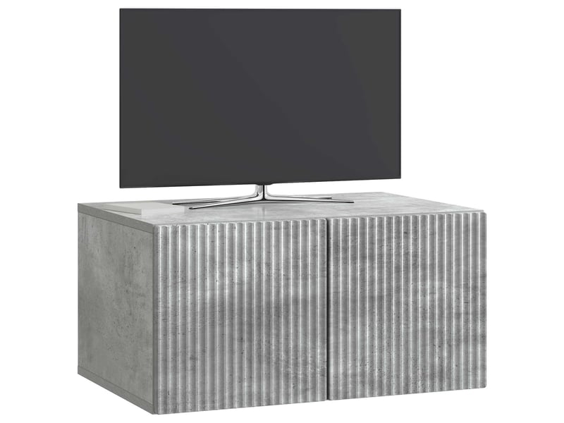  Meuble tv - banc tv - meuble de rangement mural 59,5 x 41 x 30 cm gris béton bois d'ingénierie  - Conforama C