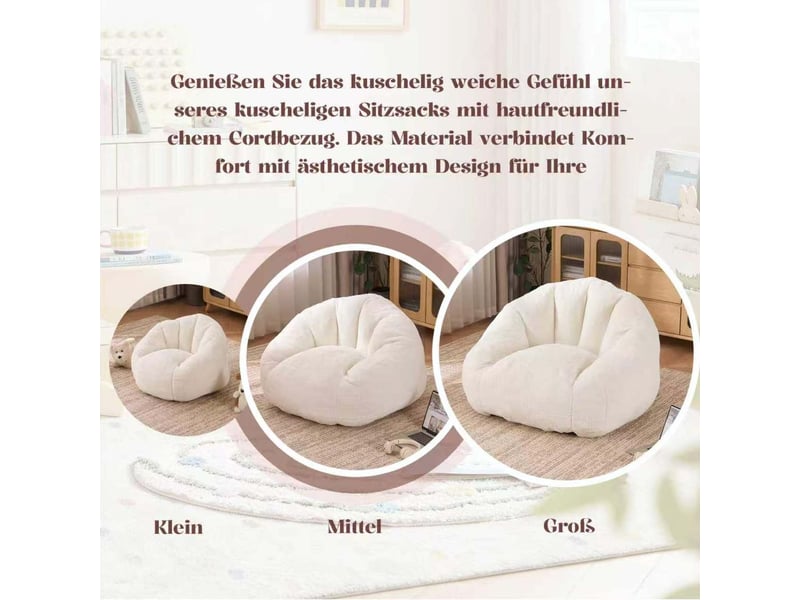  Fauteuil pouf avec mousse à mémoire de forme, dossier enveloppant et base antidérapante en polyester blanc 98 × 98 × 60 cm  - Conforama C
