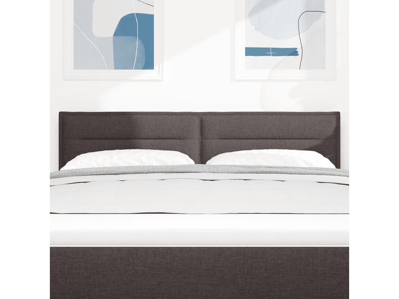 Tête de lit ; panneau de tête pour lit design lignes marron foncé 140 cm tissu  - Conforama E