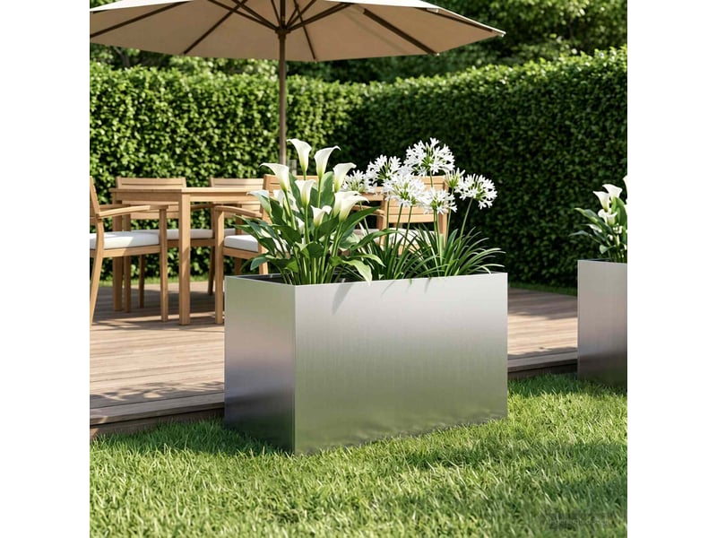  Jardinière - cache-pot de jardin argenté 50 x 40 x 40 cm acier galvanisé  - Conforama B