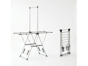 Étendoir à linge pliable en acier inoxydable, ailes réglables sur 5 niveaux, argenté