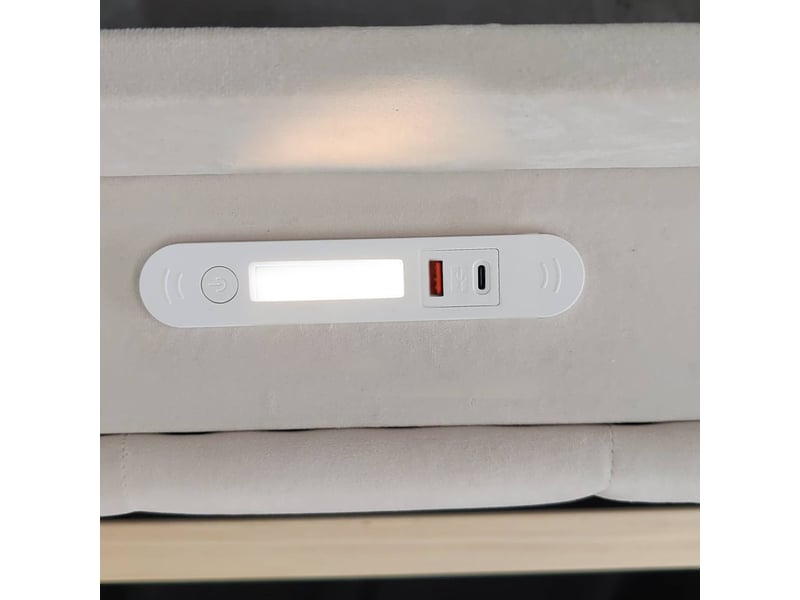 Lit coffre 1 place en velours avec rangement hydraulique, usb, type-c et éclairage, 200 x 90 cm, sans matelas  - Conforama E