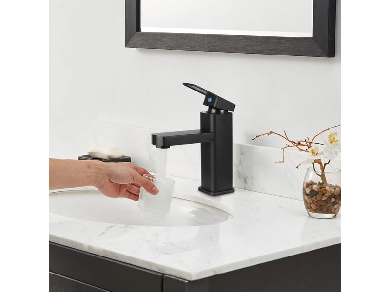  Robinet de salle de bain noir, mitigeur de lavabo, eau chaude et froide, robinet d'évier, adapté aux toilettes, salle de bain NW002234 - Conforama E