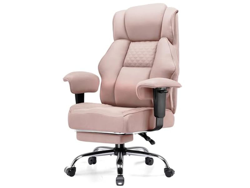 Gtplayer chaise de jeu large avec soutien lombaire à ressorts, repose-pieds, tissu, 180kg - rose GT216-DPK-FA - Conforama A