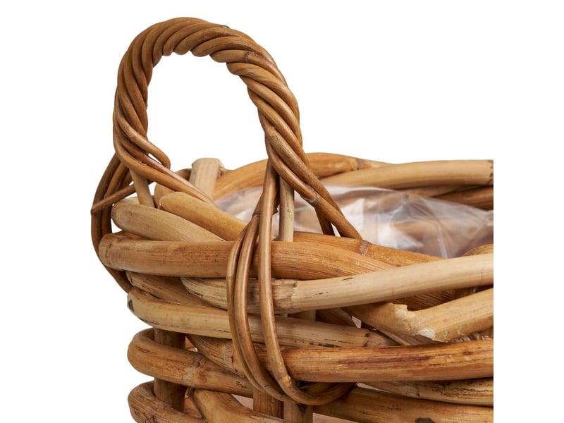  Lot de 3 paniers décoratifs en rotin naturel tressé avec anses - prunelle PRUNELLE - Conforama C