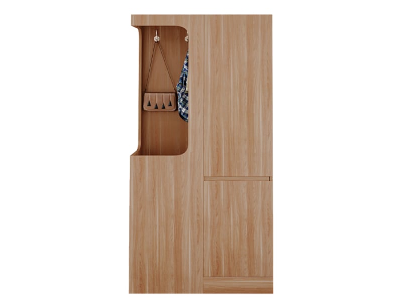 Armoire 1 porte 70×40×170 cm - tiroirs et rangements, espace vestiaire ouvert, couleur bois naturel - Conforama A