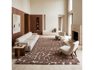 Tapis shaggy doux motif galets marron et écru 120x170