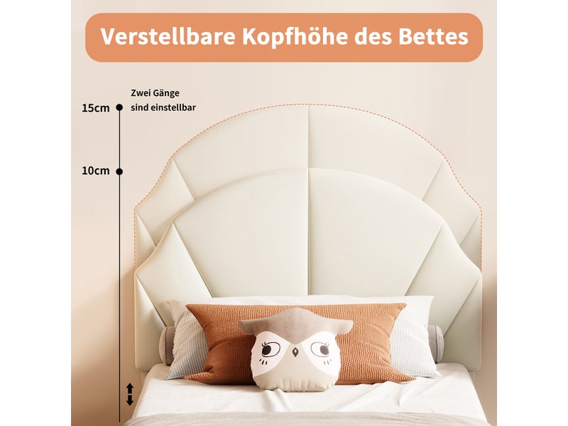  Feeohome lit rembourré pour fille 90x200, lit enfant fille, lit jumeaux enfant avec tête de lit réglable et sommier à lattes, cadre de lits pour enfants, adolescents, velours  - Conforama B