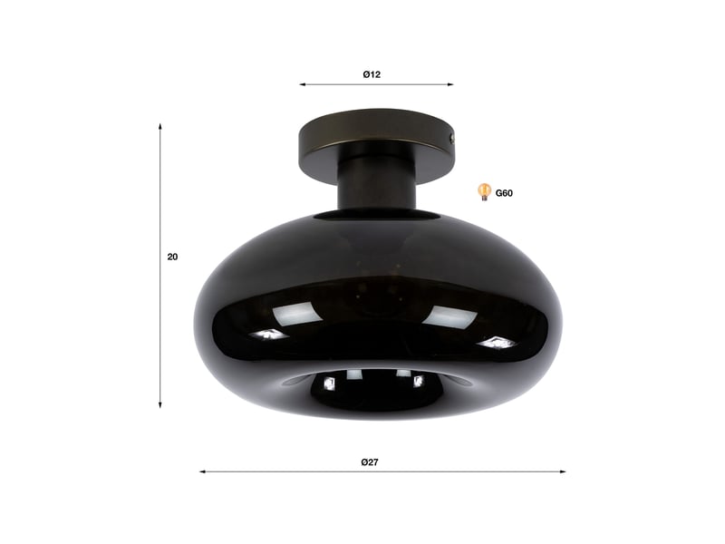  Plafonnier rond 27x20 cm en verre brun et bronze - zilur  - Conforama D