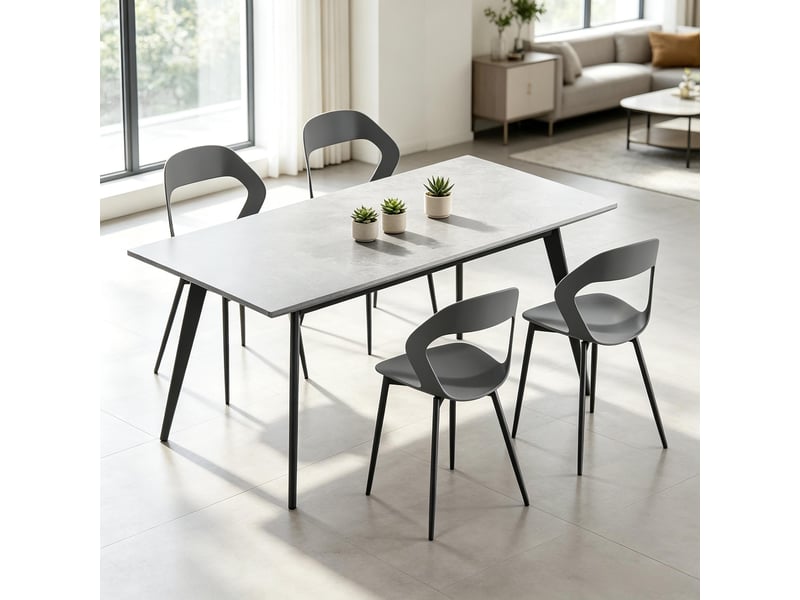 Chaise de salle à manger lot de 4 avec dossier ergonomique  - pieds métal, polypropylène gris 51 × 44 × 83 cm  - Conforama C