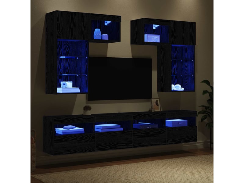  Lot de 6 meuble tv mural, meuble tv suspendu chêne artisanal bois d'ingénierie shl68908  - Conforama E