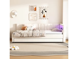 Lit gigogne 90x200 cm <strong>OXEZA</strong>  <strong></strong> coloris beige
