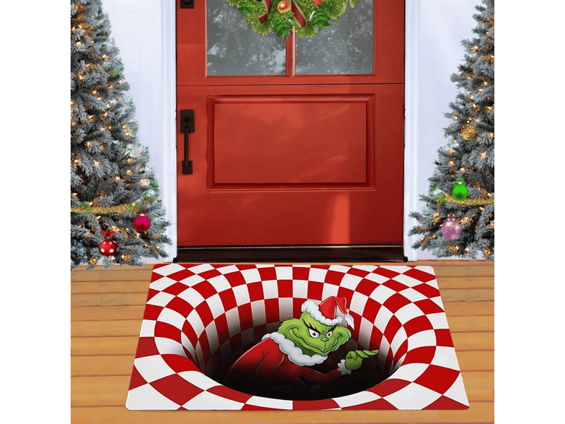  Tapis d'entrée illusion 3d, tapis d'entrée amusant pour décoration de noël, intérieur et extérieur, tapis de bienvenue pour salle de (rouge 40*60cm)  - Conforama C