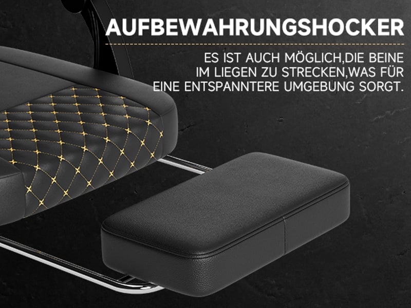  Gaming stuhl pvc leder chaise gamer ergonomique inclinable 135° 58.5x63x120.5cm noir  - Conforama E