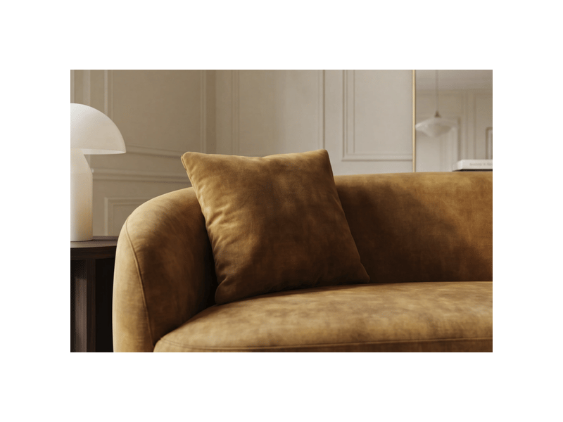  Canapé droit nyjy 2 places en velours – jaune moutarde – 178 x 67 x 70 cm  - Conforama D