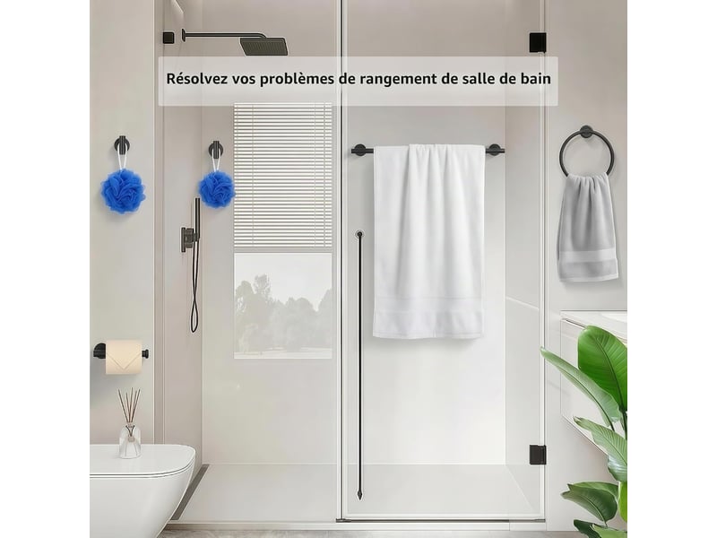 Anneaux porte-serviettes de salle de bain - ensemble de crochets porte-serviettes - convient pour la cuisine et la salle de bain, installation murale. - Conforama C