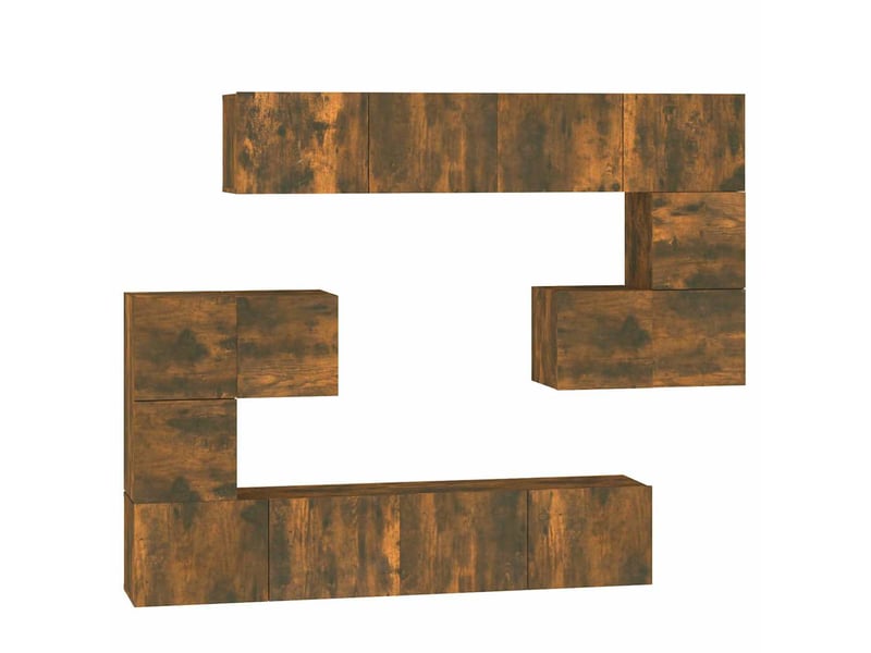  Meuble tv - banc tv - meuble de rangement mural chêne fumé bois d'ingénierie  - Conforama A