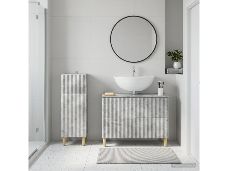  Ensemble de 2 meubles de salle de bain arnhem gris béton cf63073  - Conforama B