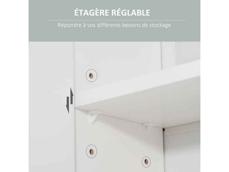  Armoire murale miroir de salle de bain avec portes et étagère réglable - dim. 54l x 15,2l x 55,3h cm blanc  - Conforama R