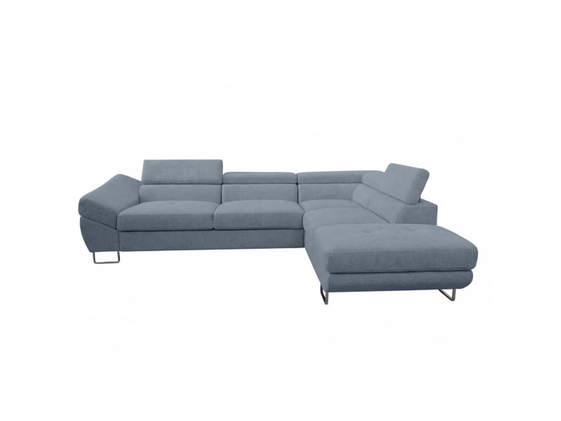  Canapé d'angle cassiope convertible avec coffre en tissu - bleu acier - angle droit CASSIOPE - Conforama A