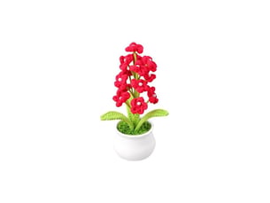 Fleurs artificielles de myosotis tricotées et crochetées à la main, 20,66 cm. Petites fleurs en pot de myosotis rouges, idéales pour décorer le tableau de bord d'une voiture, la maison ou une table.