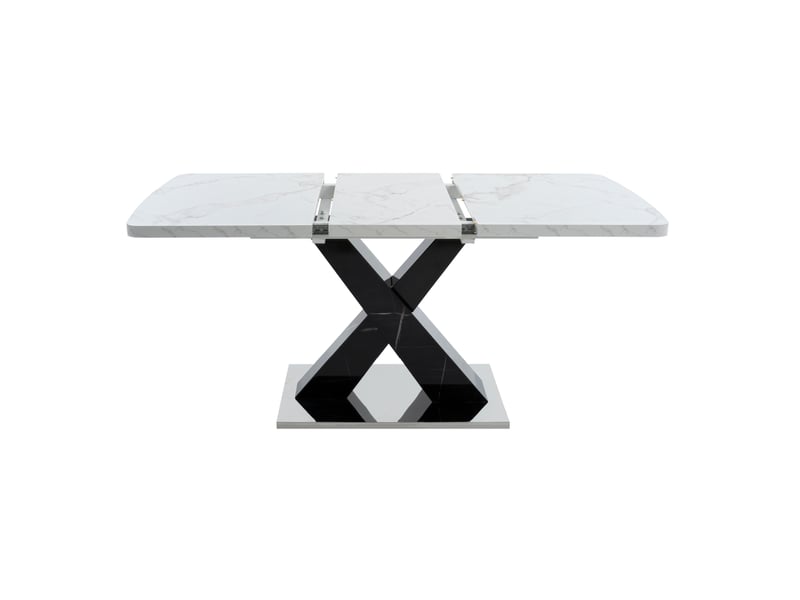  Table à manger extensible 120x80x76,5 cm mdf blanc et noir  - Conforama A