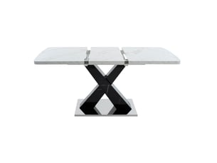 Table à manger extensible 120x80x76,5 cm mdf blanc et noir