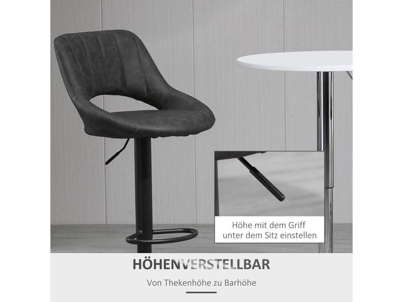  Tabourets de bar lot de 2 réglables pivotants - lpospi - repose-pieds, similicuir, gris 44 × 49 × 90-110 cm  - Conforama E