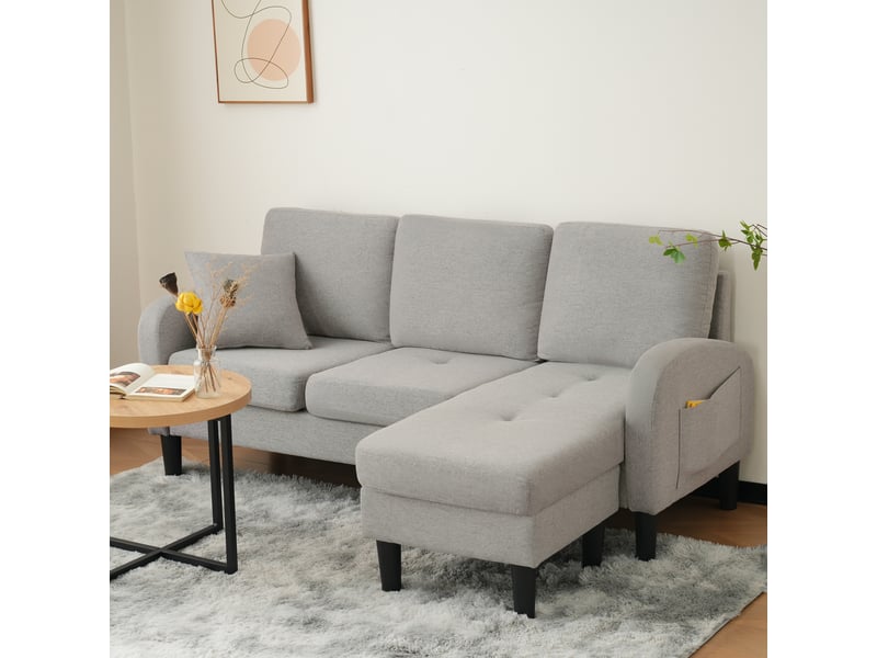 Canapé d'angle avec méridienne réversible 3 places 166 x 118 x 77 cm modulable compact - Conforama B