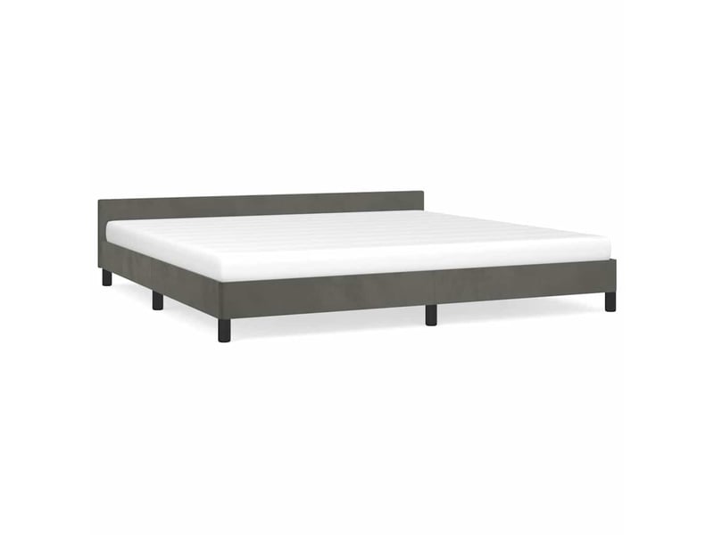  Lit double- lit adulte -  cadre de lit sans matelas gris foncé 200x200 cm velours  - Conforama A
