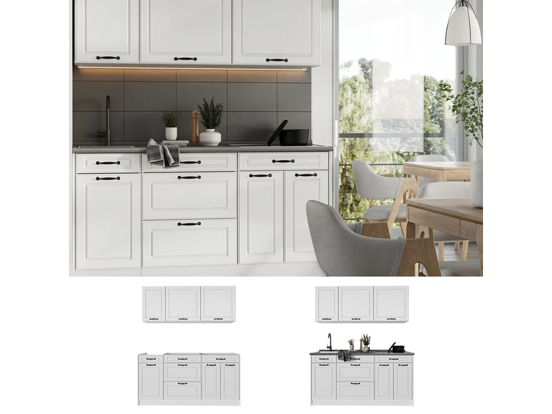  Vicco cuisine, blanc campagneblanc, 160cm sans plan de travail  - Conforama D