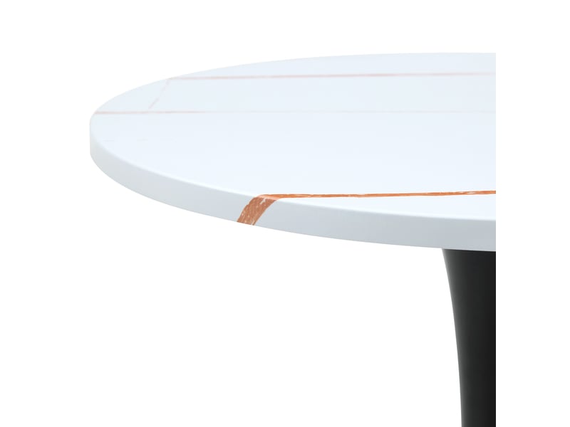  Table ronde, style mid-century table salle à manger table salon, pratique, plateau mdf, piètement métal, coloris noir  - Conforama E