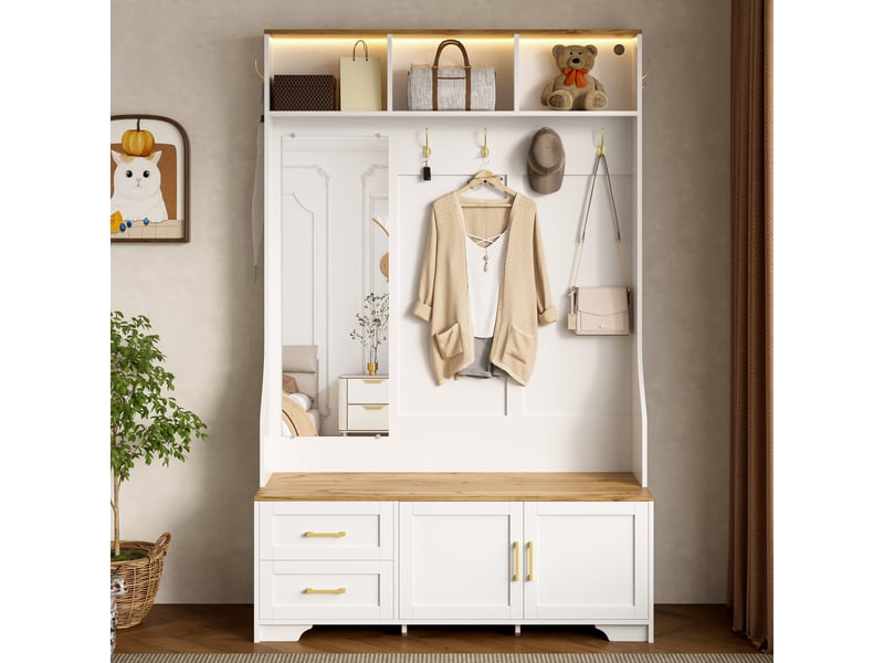 Portemanteau avec banc et rangement 120 x 187 cm en mdf - Conforama B