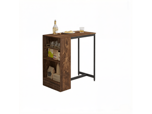 Table bar 91x49x91 cm avec rangements panneau de particules métal marron rustique noir