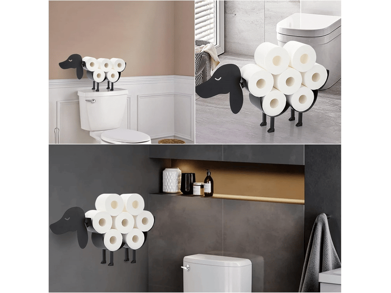  Porte-papier toilette en forme de chien, organisateur de papier toilette en métal  - Conforama B