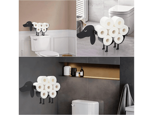 Porte-papier toilette en forme de chien, organisateur de papier toilette en métal