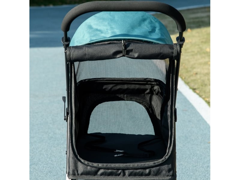 Poussette pliable 80,5x51,5x100 cm avec capote de pluie noir et bleu  - Conforama C
